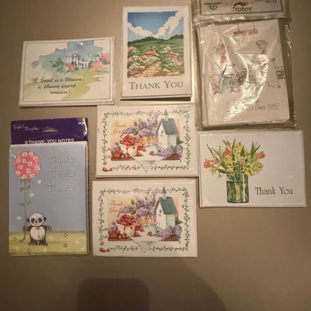 7 Packages of ￼Assorted Greeting Cards Thank You Notes ￼